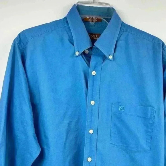 Michael Kors Men's Blue Long Sleeve Button-Down Shirt Size L Casual - Picture 2 of 10